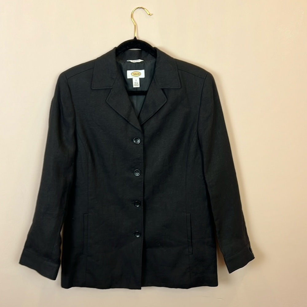 Talbots Irish Linen Black Blazer Size 8